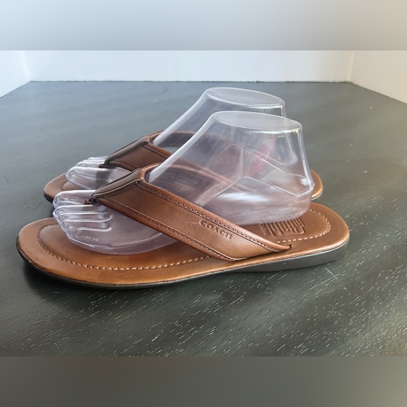 Coach Parker VTG Men’s Brown Leather Flip Flops. Sz 8M - Picture 4 of 10